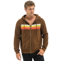 *NEW COLOUR* 5 Stripe Zip Hoodie Chocolate