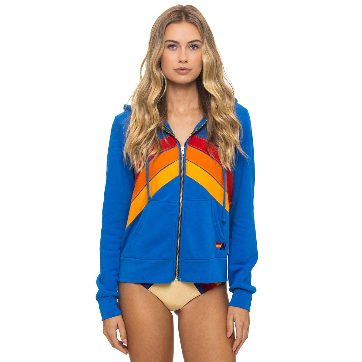 Mountain Stitch Chevron Zip Hoodie Adventure Blue