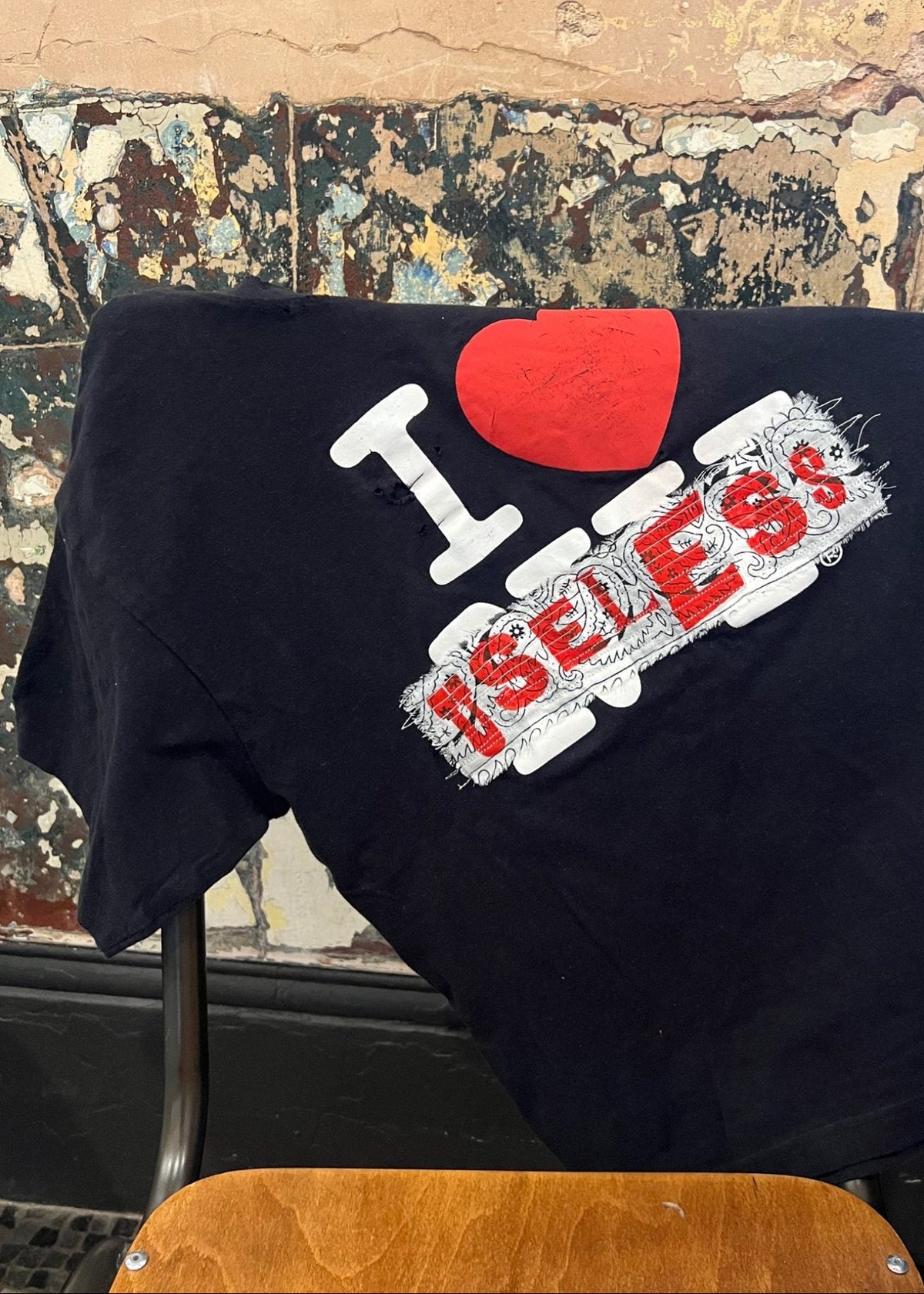 020. I Love Useless Black T Shirt