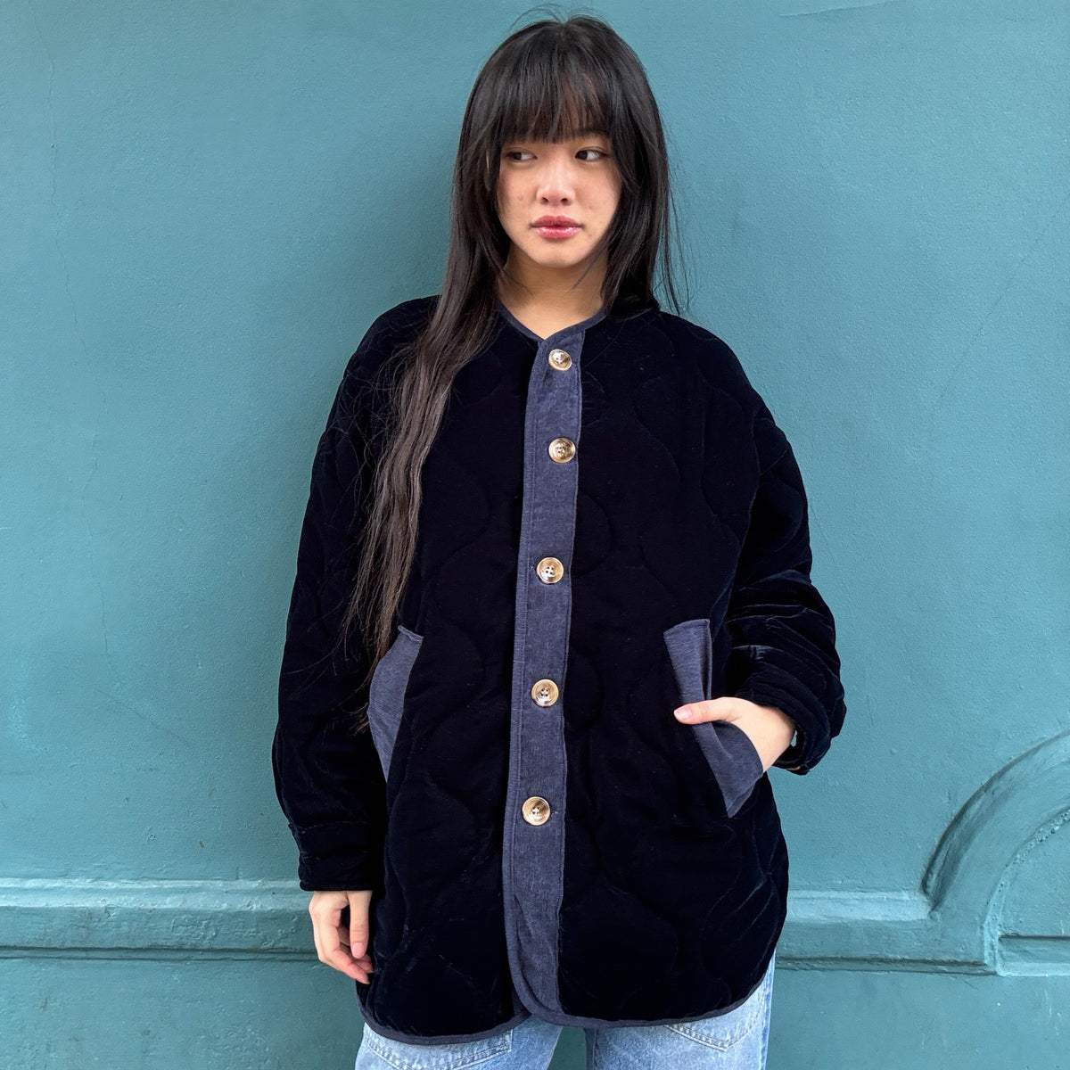 *NEW* Johanna Quilted Velvet Jacket Navy