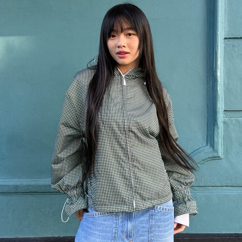 Ginny & Me Flared Windbreaker Olive Check
