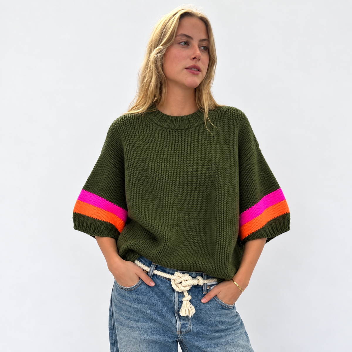 Olive  Stripe Jumper