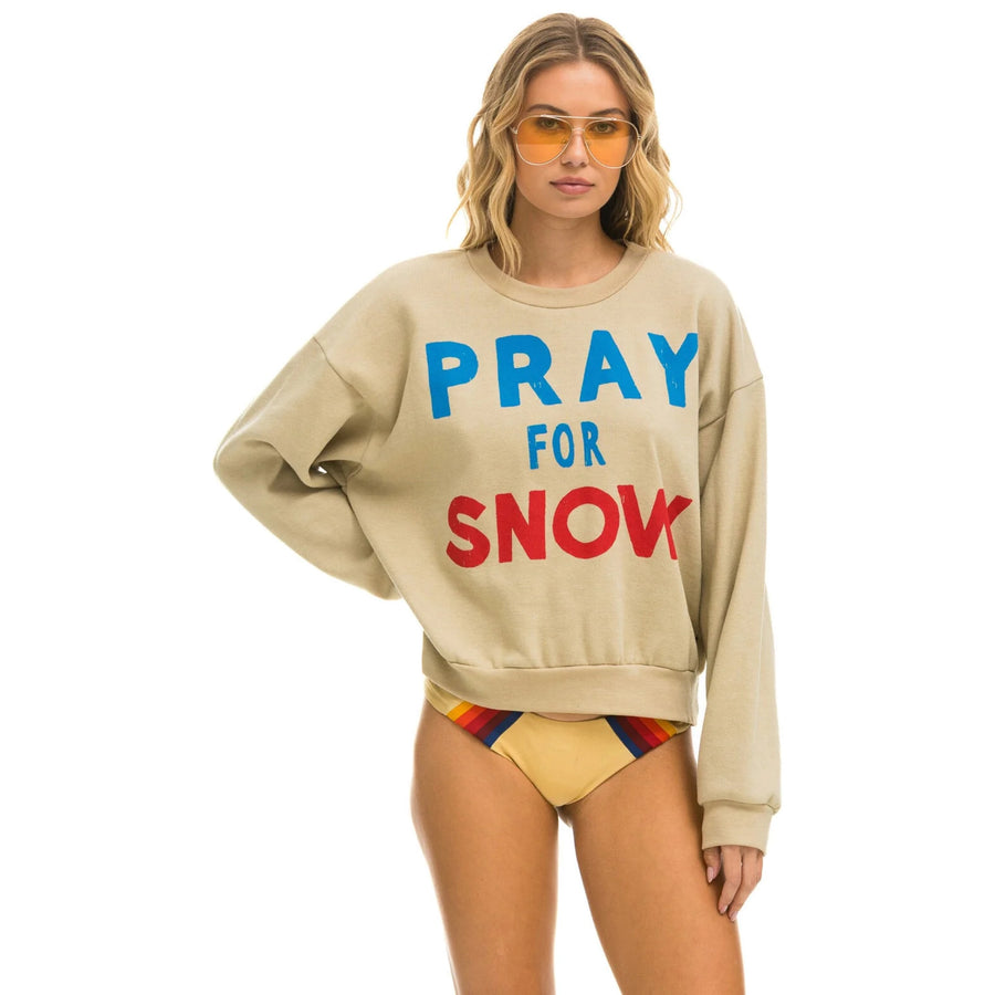 'Pray for snow' Crew Sweatshirt Sand JUST IN Aviator Nation