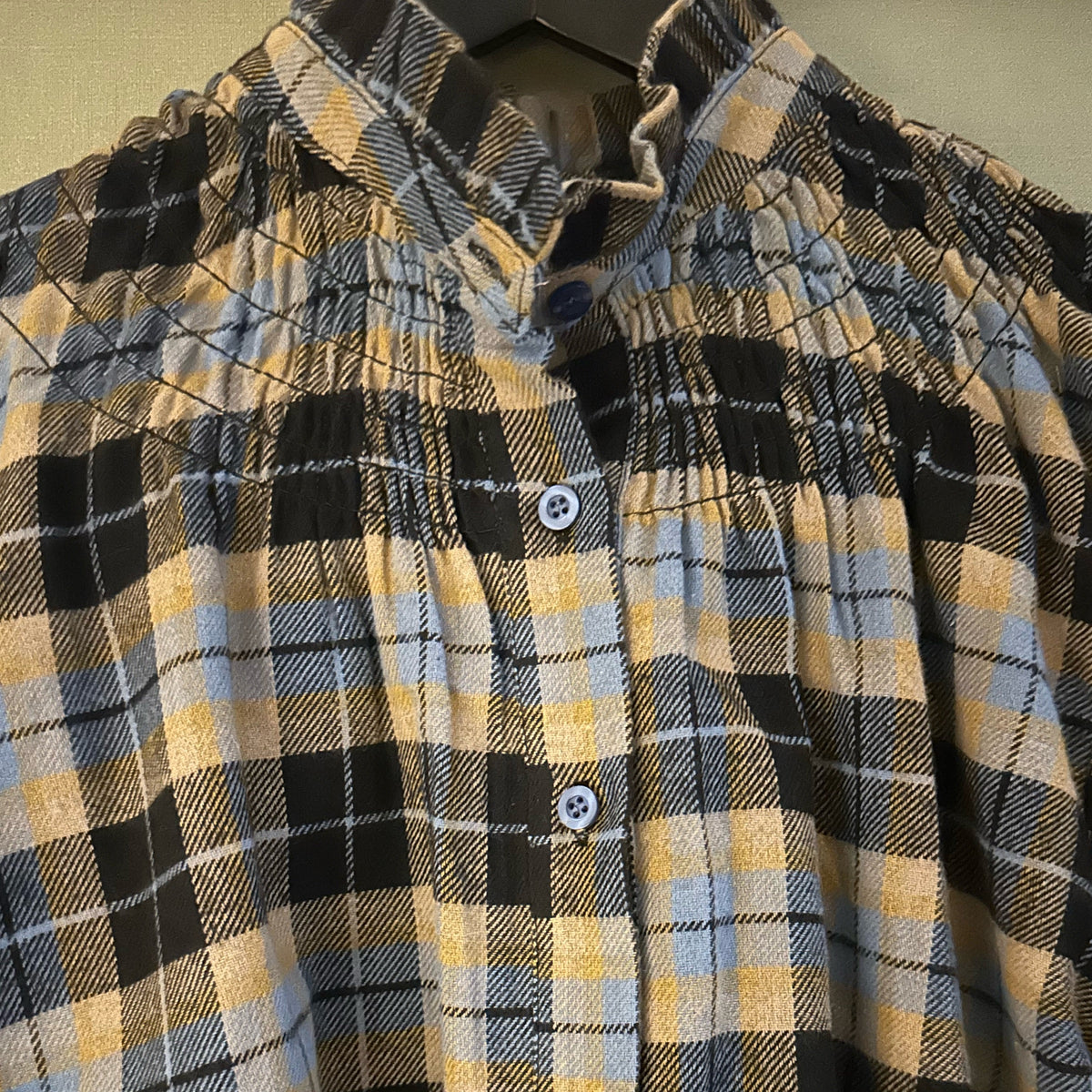 *NEW* Johanna Smocked Plaid Shirt Blue