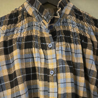 *NEW* Johanna Smocked Plaid Shirt Blue