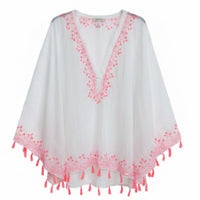 Neon Embroidered Beach Poncho