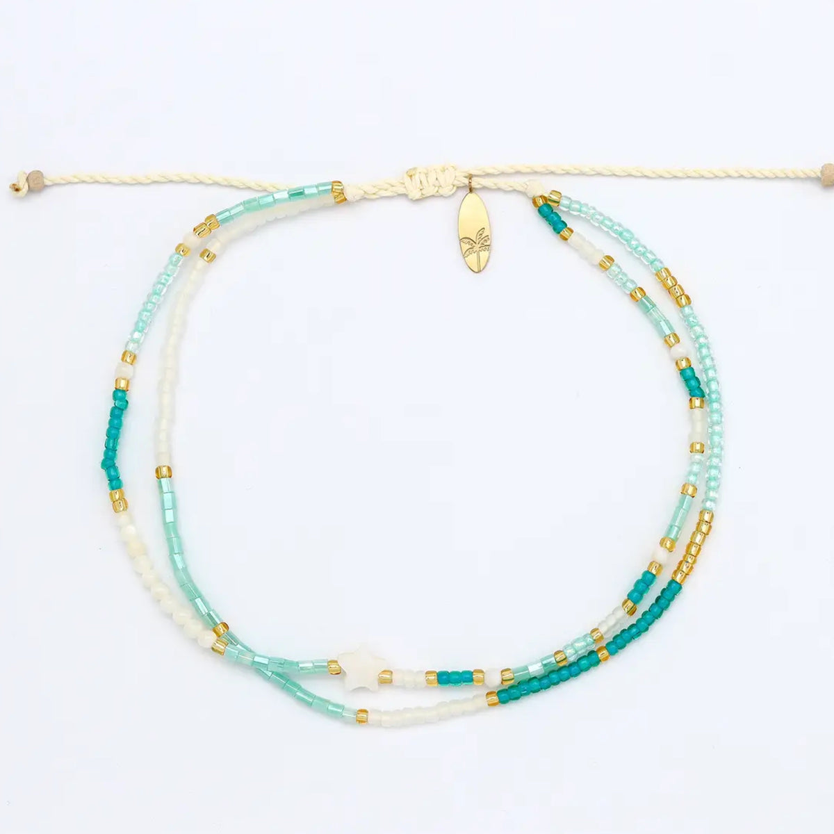 Golden Hour Beaded Surf Anklet Turquoise Star