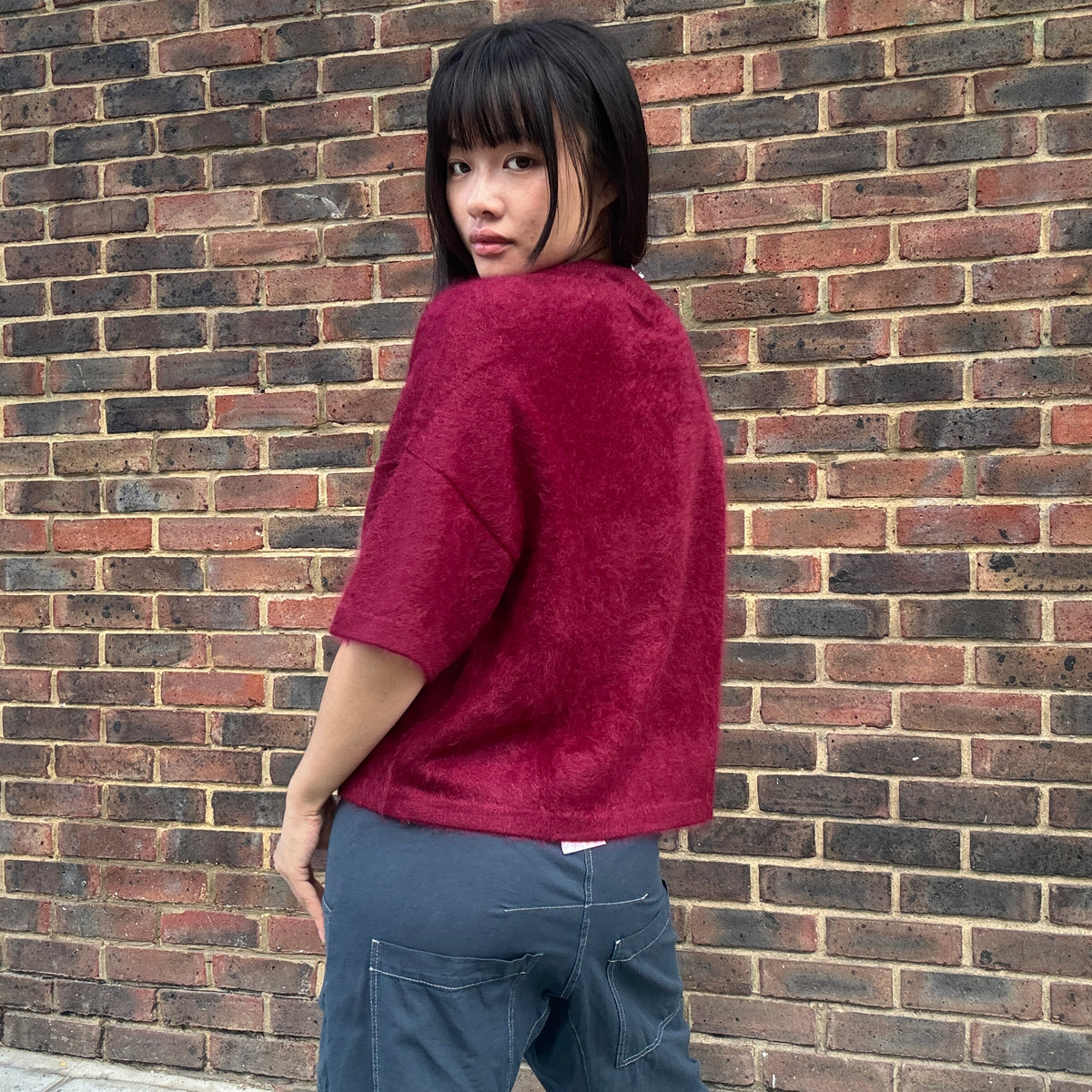 Jenna Brushed Cashmere Jumper Burgundy