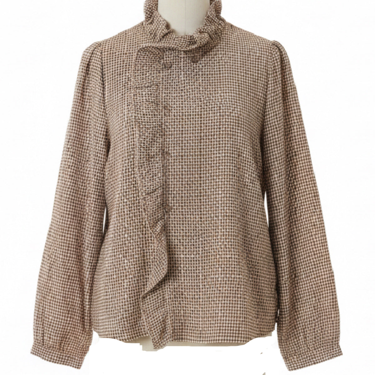 Chocolate Check Ruffle Shirt