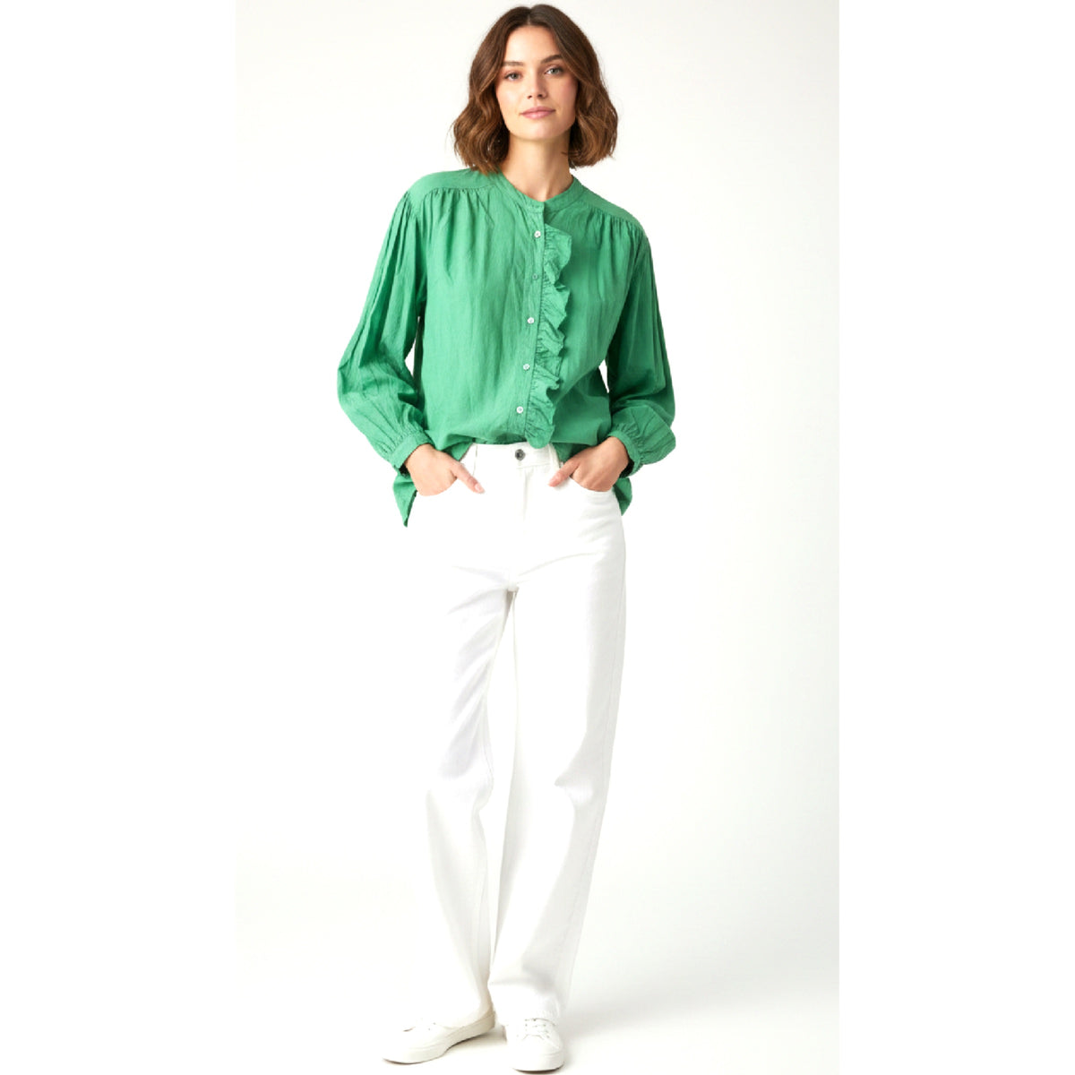 *RESTOCK* Lightweight Ruffle Shirt Grass