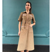 *NEW COLOUR* Cord Shirt Dress Beige
