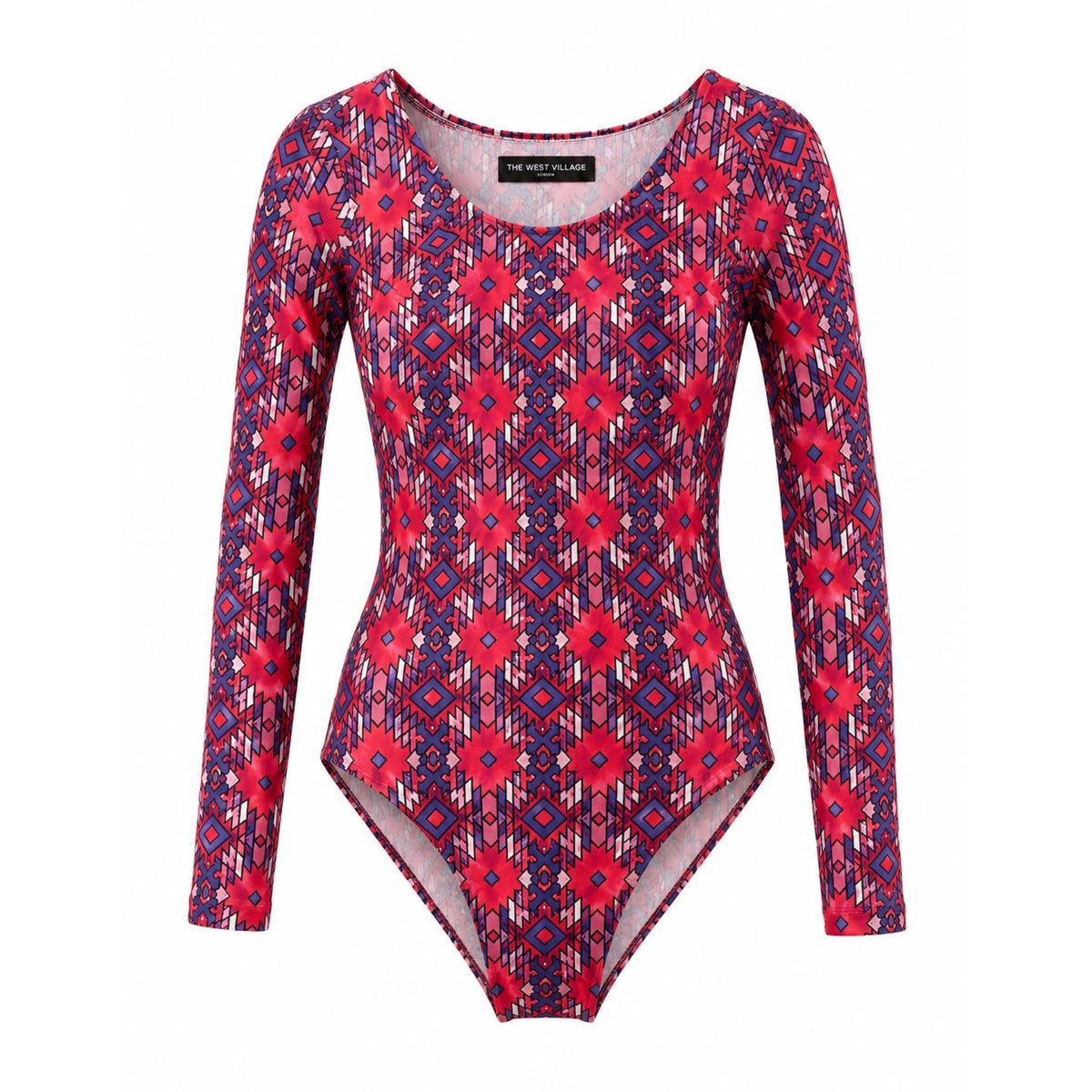 Long Sleeve Leotard Red Geo