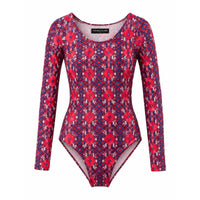 Long Sleeve Leotard Red Geo