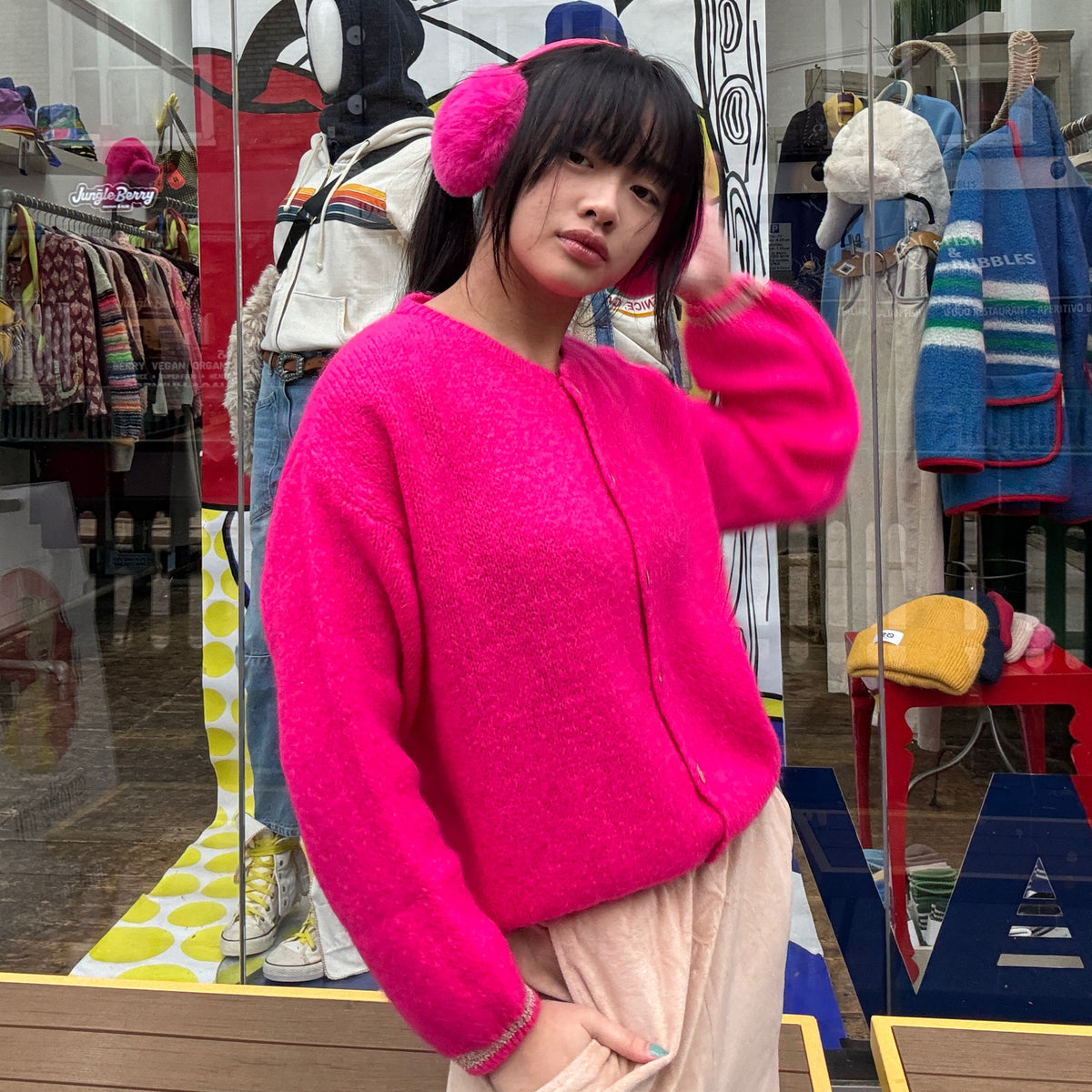 *NEW STYLE* Fuchsia Button-up Round Neck Cardi