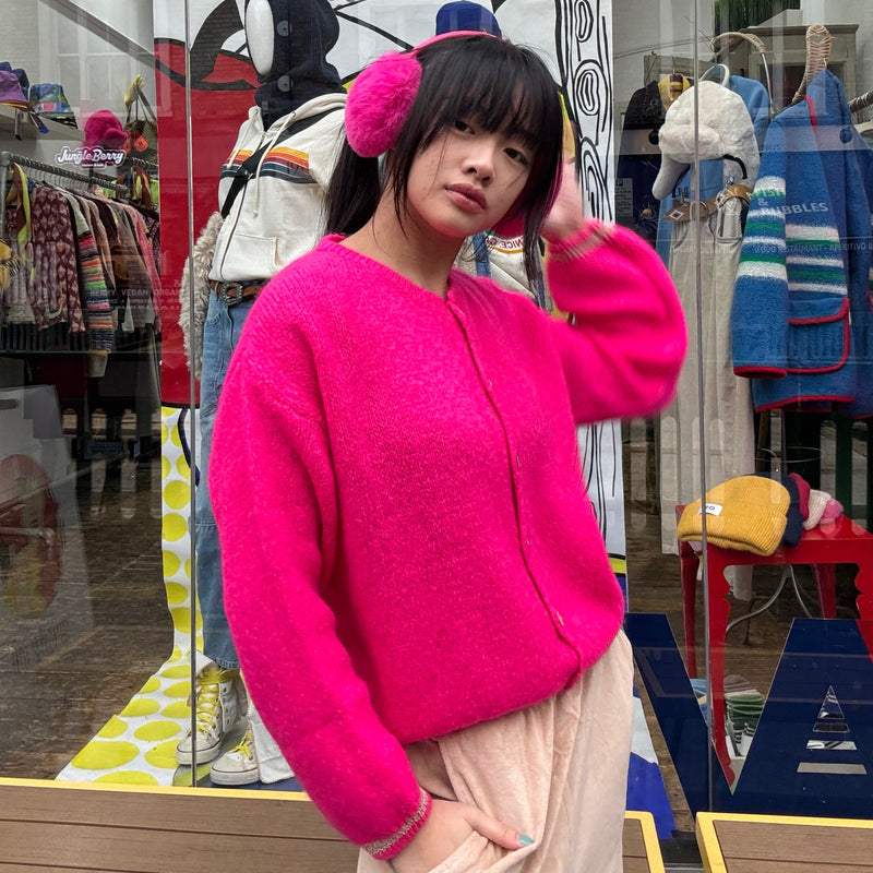 *NEW STYLE* Fuchsia Button-up Round Neck Cardi