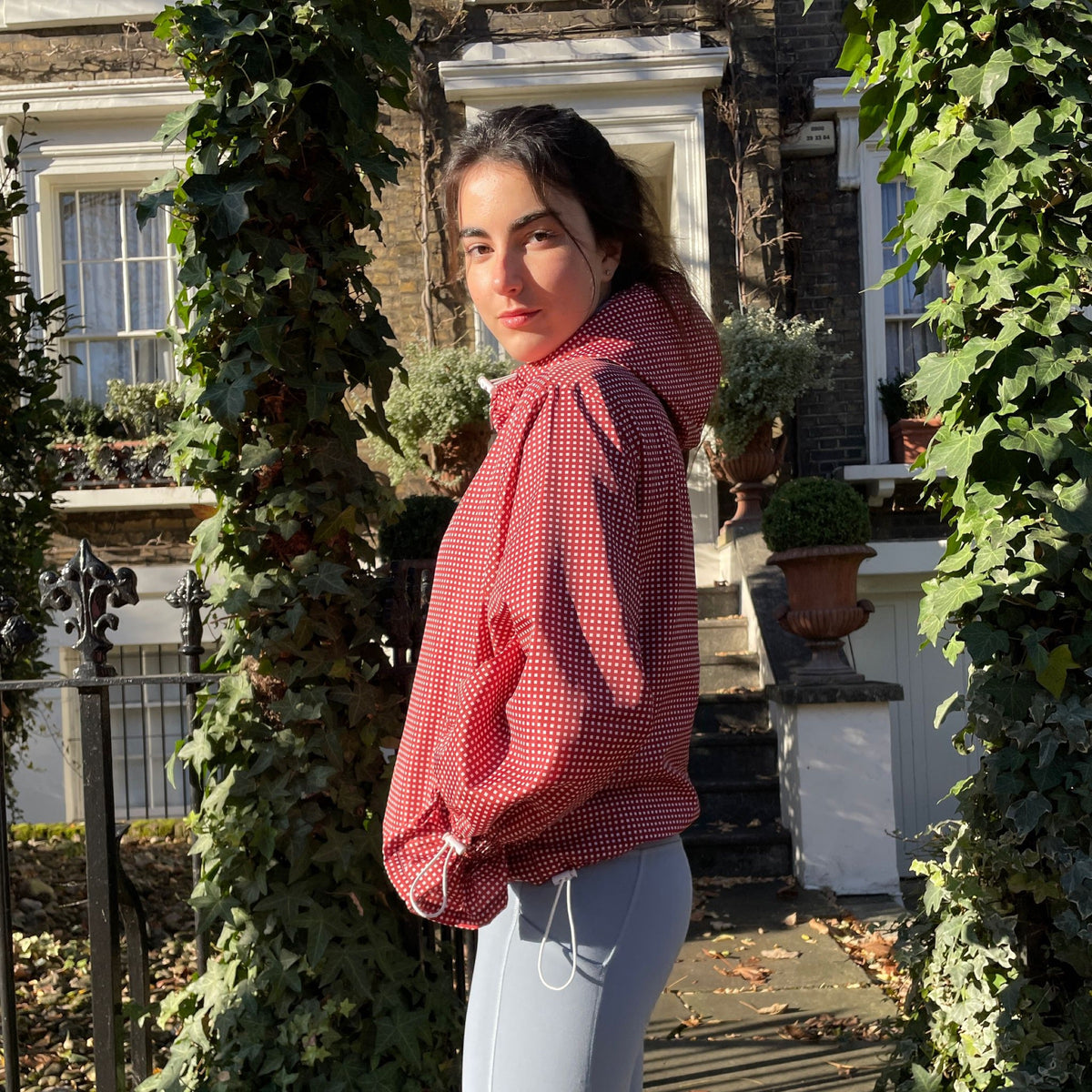 Ginny & Me Flared Windbreaker Wine Check