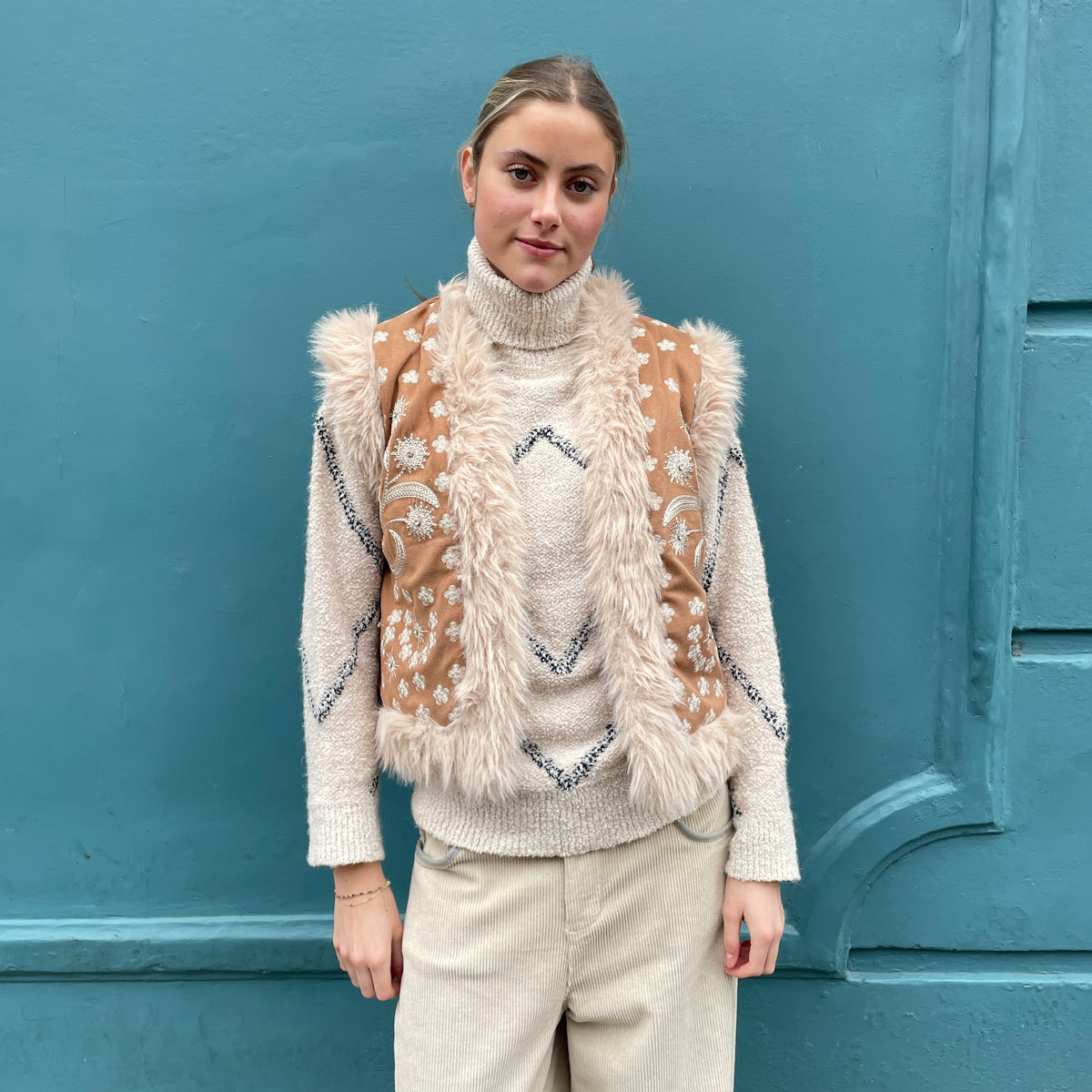 Johanna Faux Fur Gilet Natural