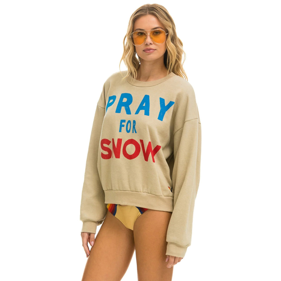 'Pray for snow' Crew Sweatshirt Sand Aviator Nation