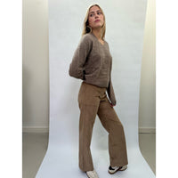 V-Neck Camel Gray Cashmere Pullover