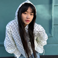 Ginny & Me Flared Windbreaker Off White Polka Dot