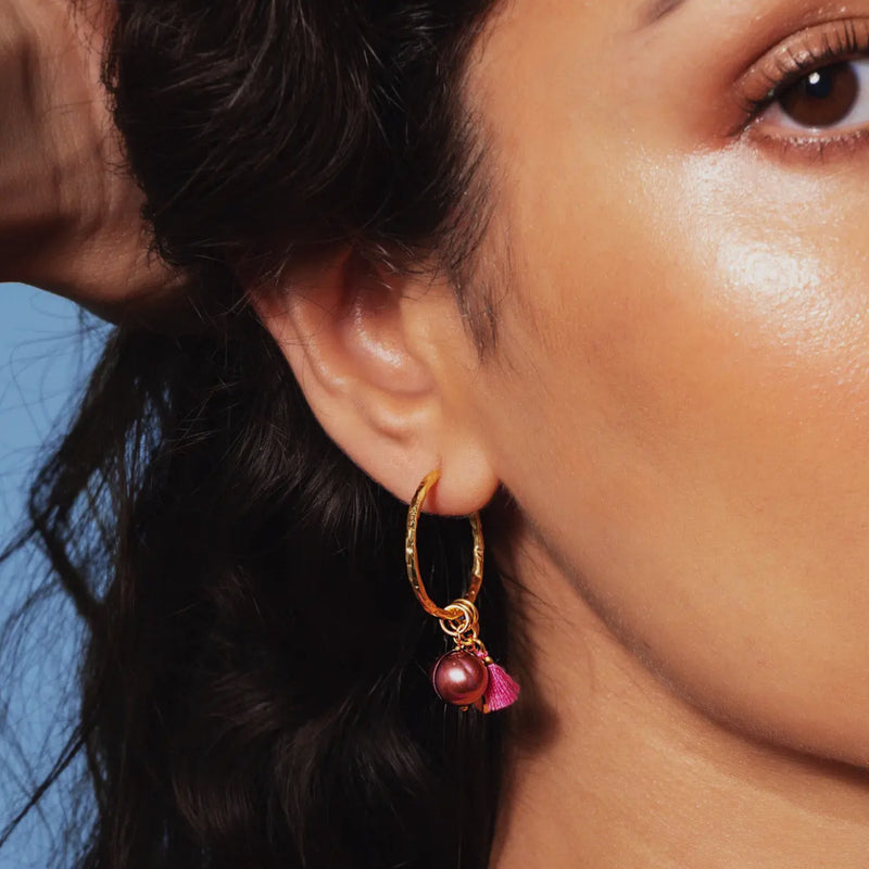 Ash Nicky Pink Small Charm Hoops