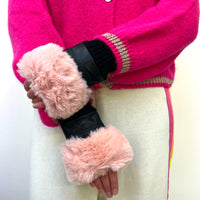 *NEW*Faux Fur Baby Pink Fingerless Gloves