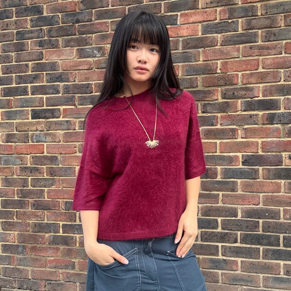 Jenna Brushed Cashmere Jumper Burgundy