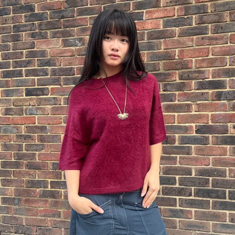 Jenna Brushed Cashmere Jumper Burgundy