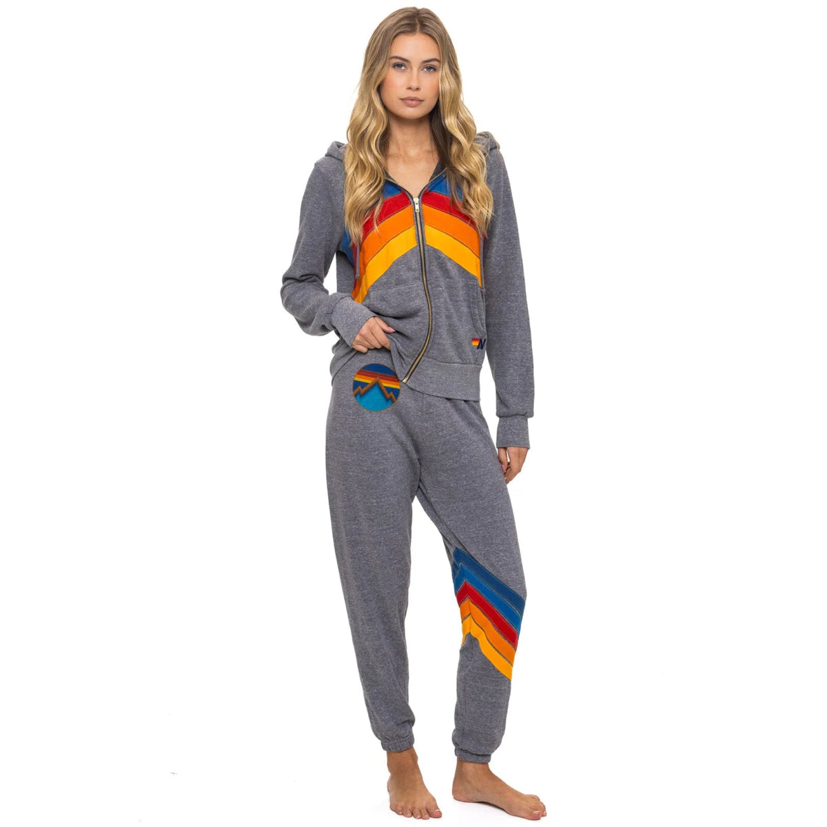 *LANDING NOW* Mountain Stitch Chevron Zip Hoodie Heather Grey