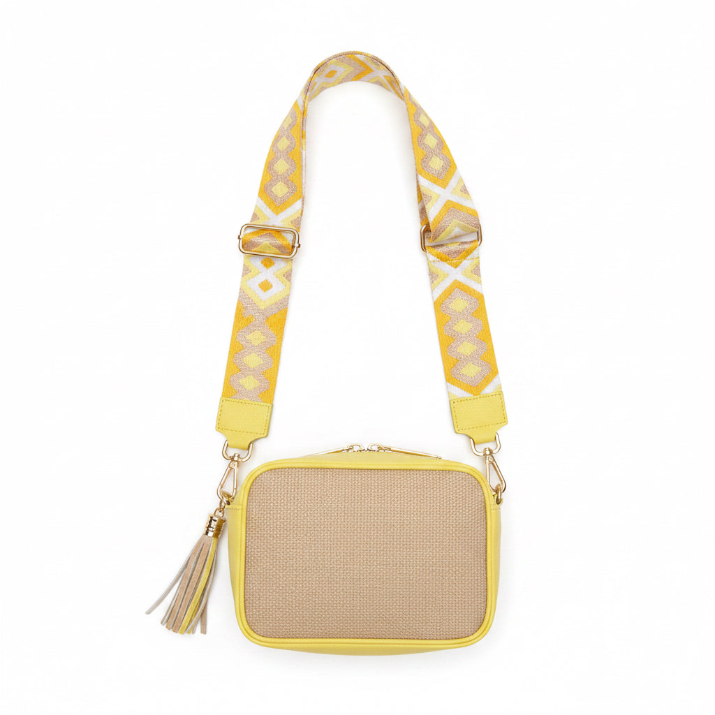 Marlon- Yellow Woven Tassel Bag