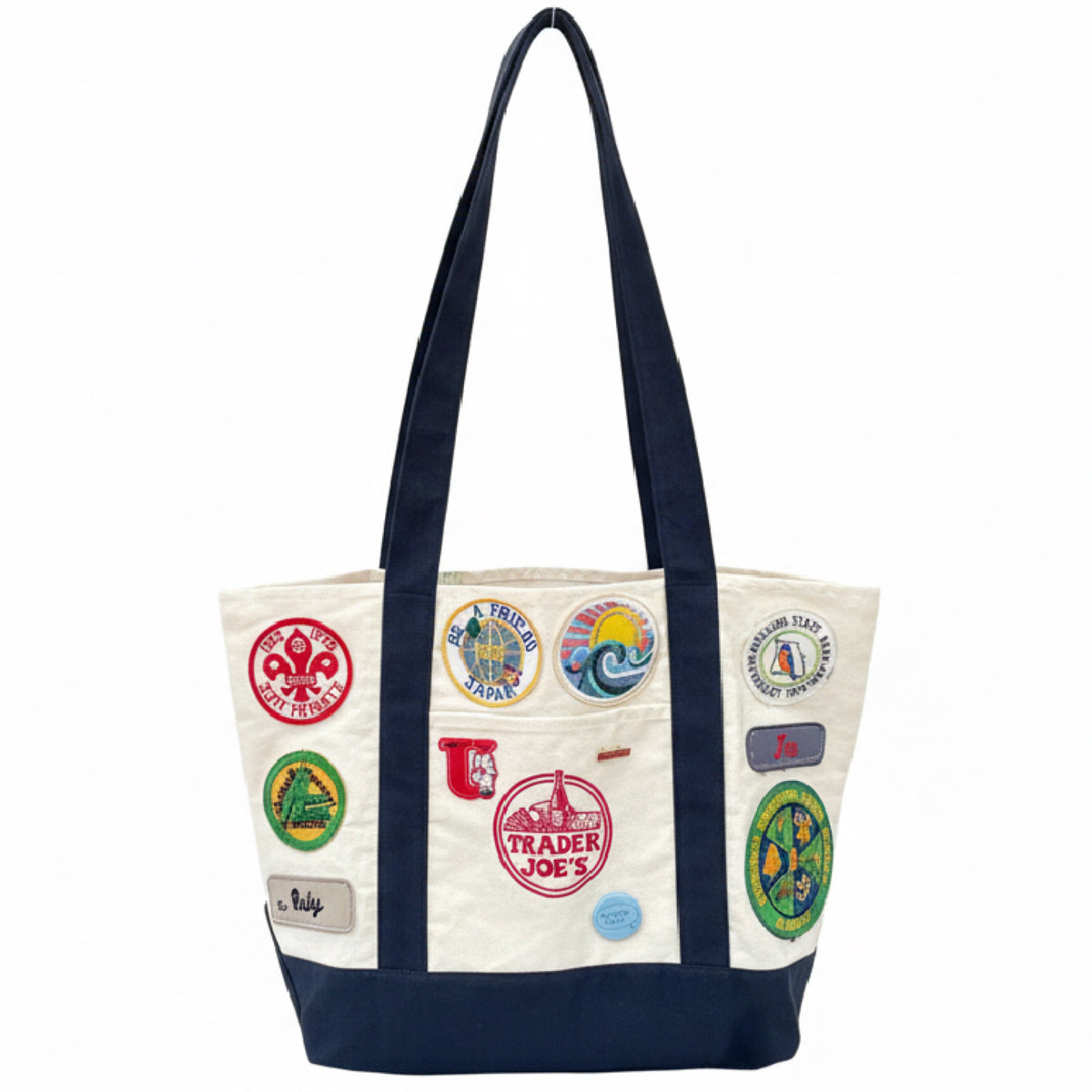 Vintage-Patched Trader Joes Tote L