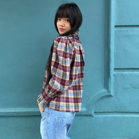 *NEW* Johanna Smocked Plaid Shirt Wine