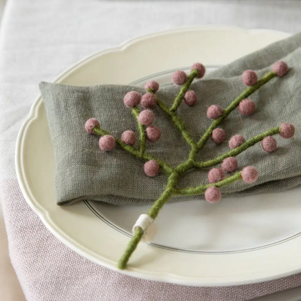 Felted Mini Branch + Rouge Berries