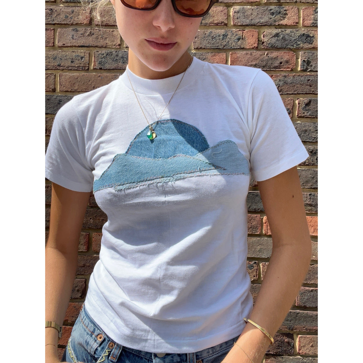 Useless Upcycled Appliqued White T