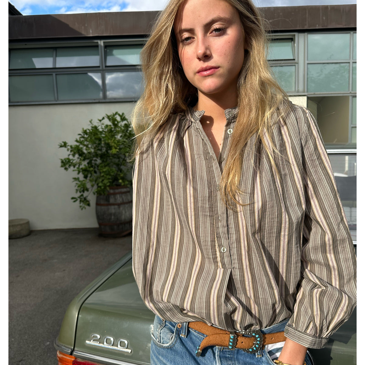 Stripe Shirt Light Khaki