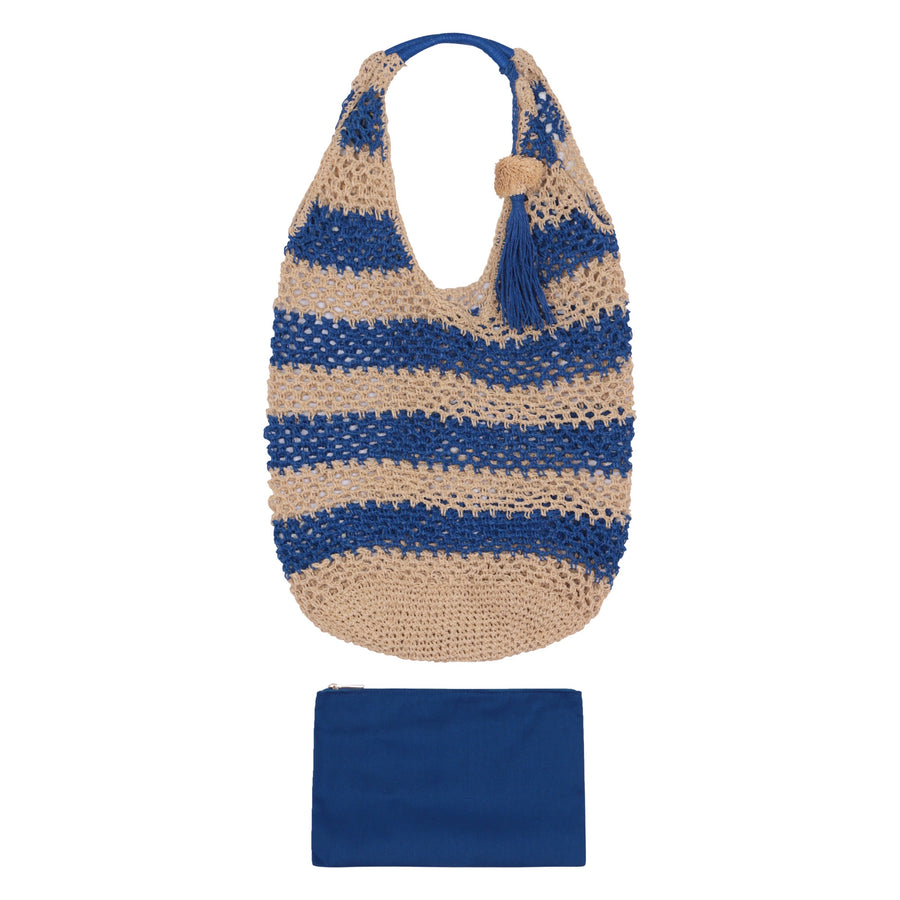 Alex Max Striped woven blue slouch bag