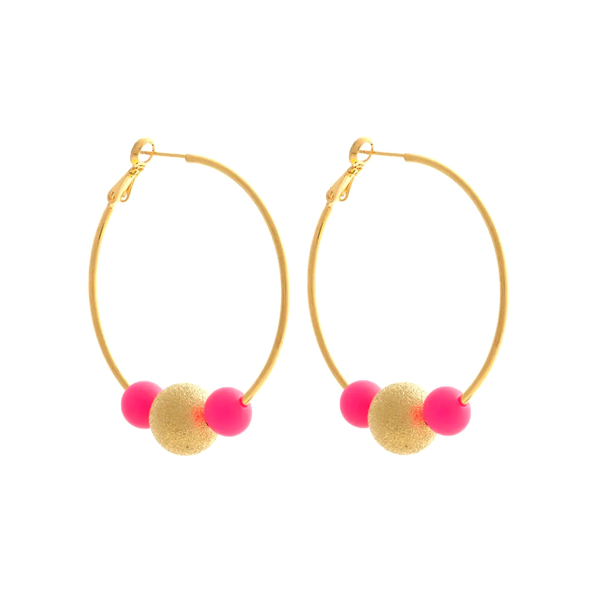 Large Pink Disco Hoopla Earrings
