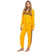 5 Stripe Zip Up Hoodie Gold