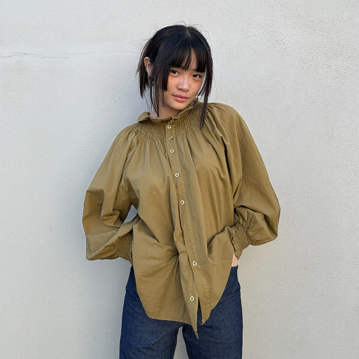 *NEW STYLE* Johanna Smocked Shirt Mustard