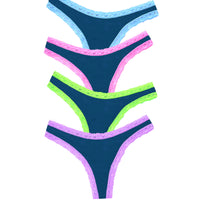 Stripe&Stare Thong 4 Pack Midnight Neon