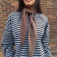 Cashmere Diamond Skinny Scarf Brown/Camel Stripe