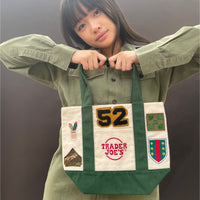 Vintage-Patched Trader Joes Tote S/M Green