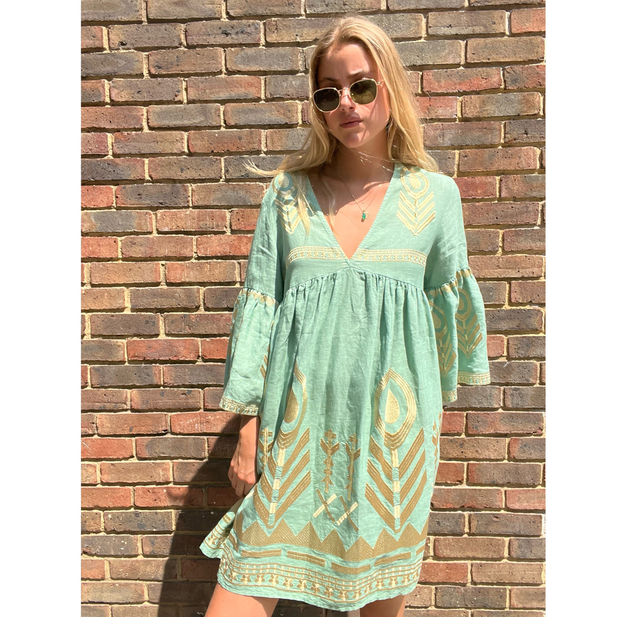 *LANDED* Sea Green Feather Dress Midi