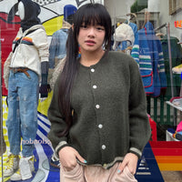 *NEW STYLE* Khaki Button-up Round Neck Cardi
