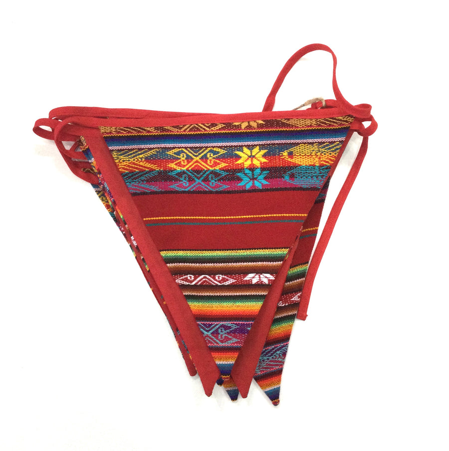 Artizan Ecuadorian Fabric Bunting Red
