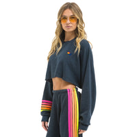 *NEW STYLE* Aviator Nation Cropped Crew Charcoal/Neon