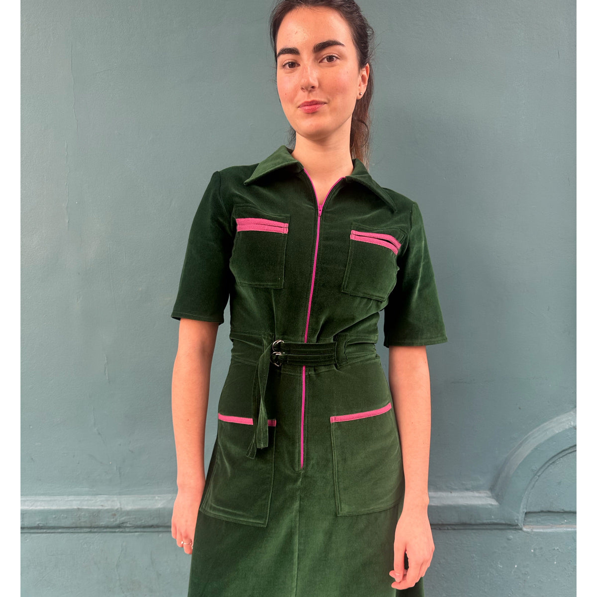 *NEW* Velvet Shirt Dress Emerald