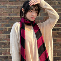 *NEW* Skinny Cashmere Scarf Plum Stripe