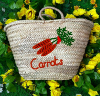 Carrots Embroidered Market Basket