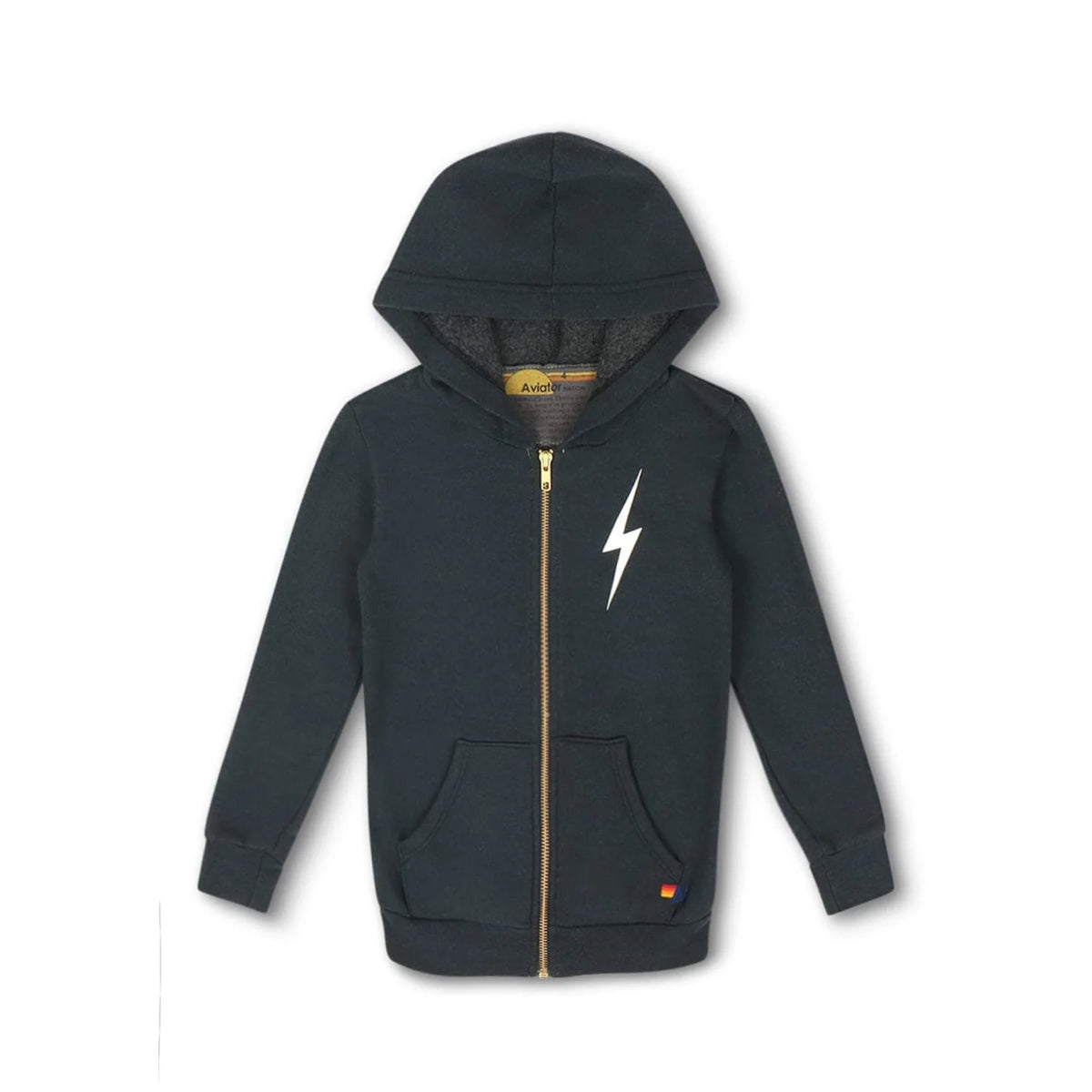 Bolt Print Kids Zip Hoodie Charcoal/White